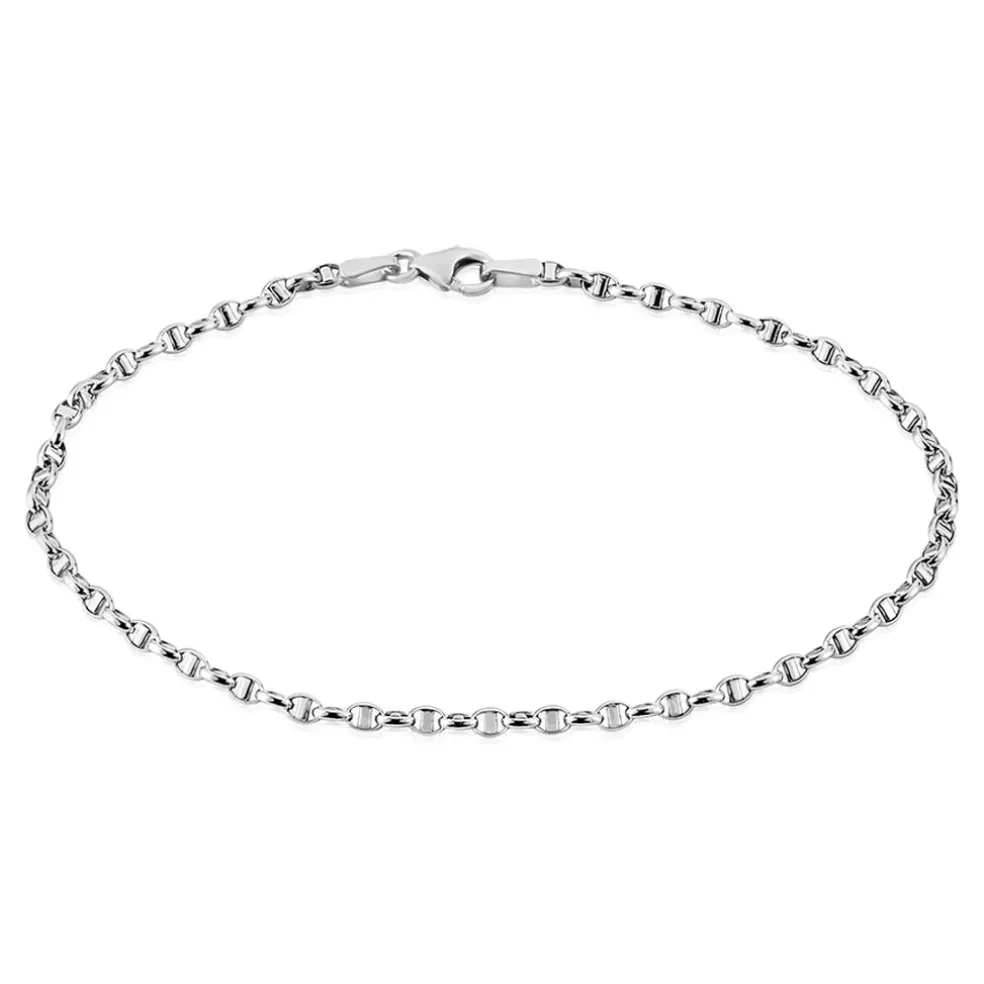Bracelet Capucin Or Blanc Maille Marine Plate
