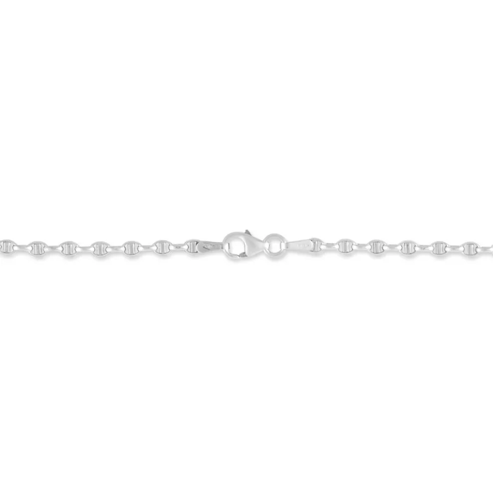 Bracelet Capucin Or Blanc Maille Marine Plate