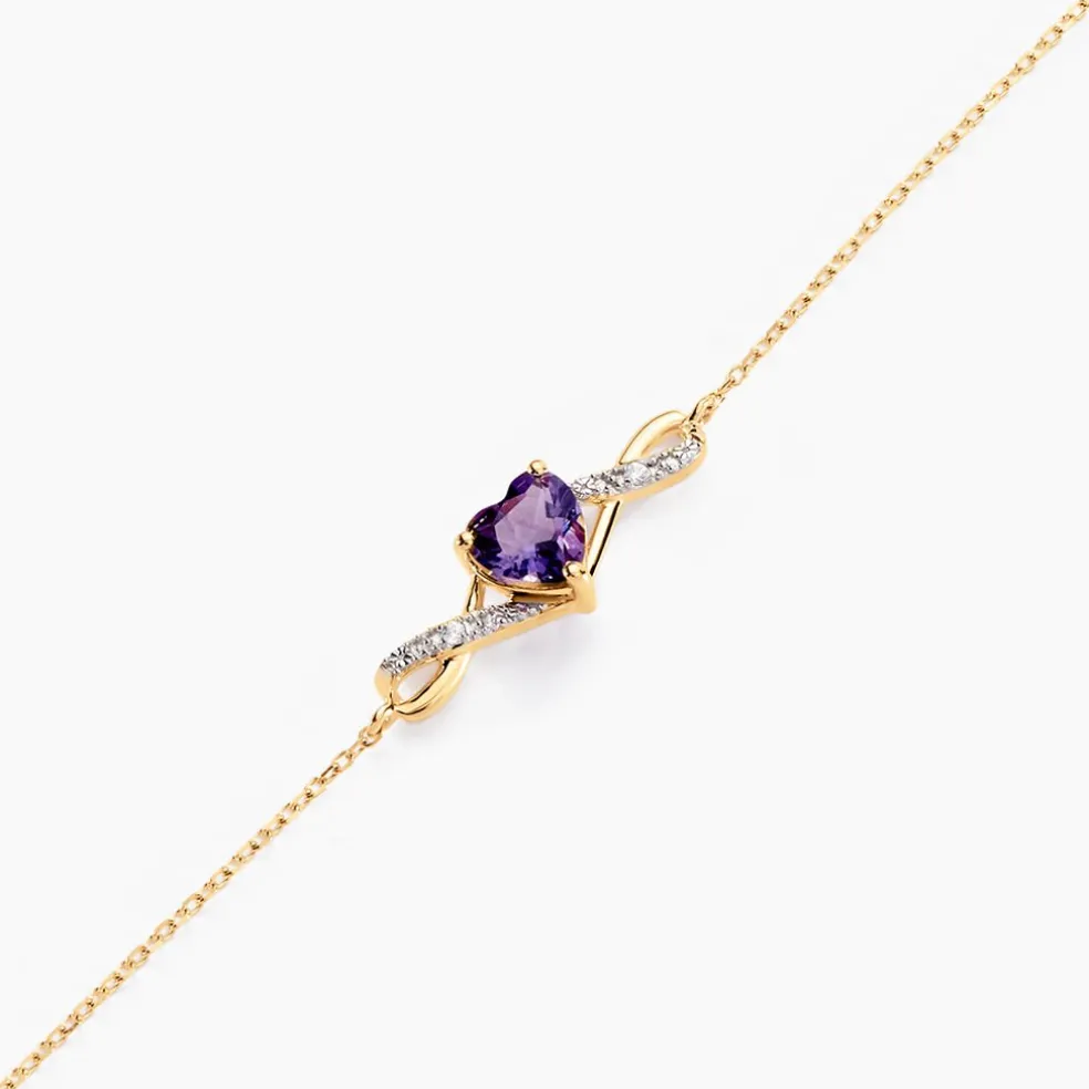 Bracelet Clothilde Or Jaune Améthyste Oxyde De Zirconium