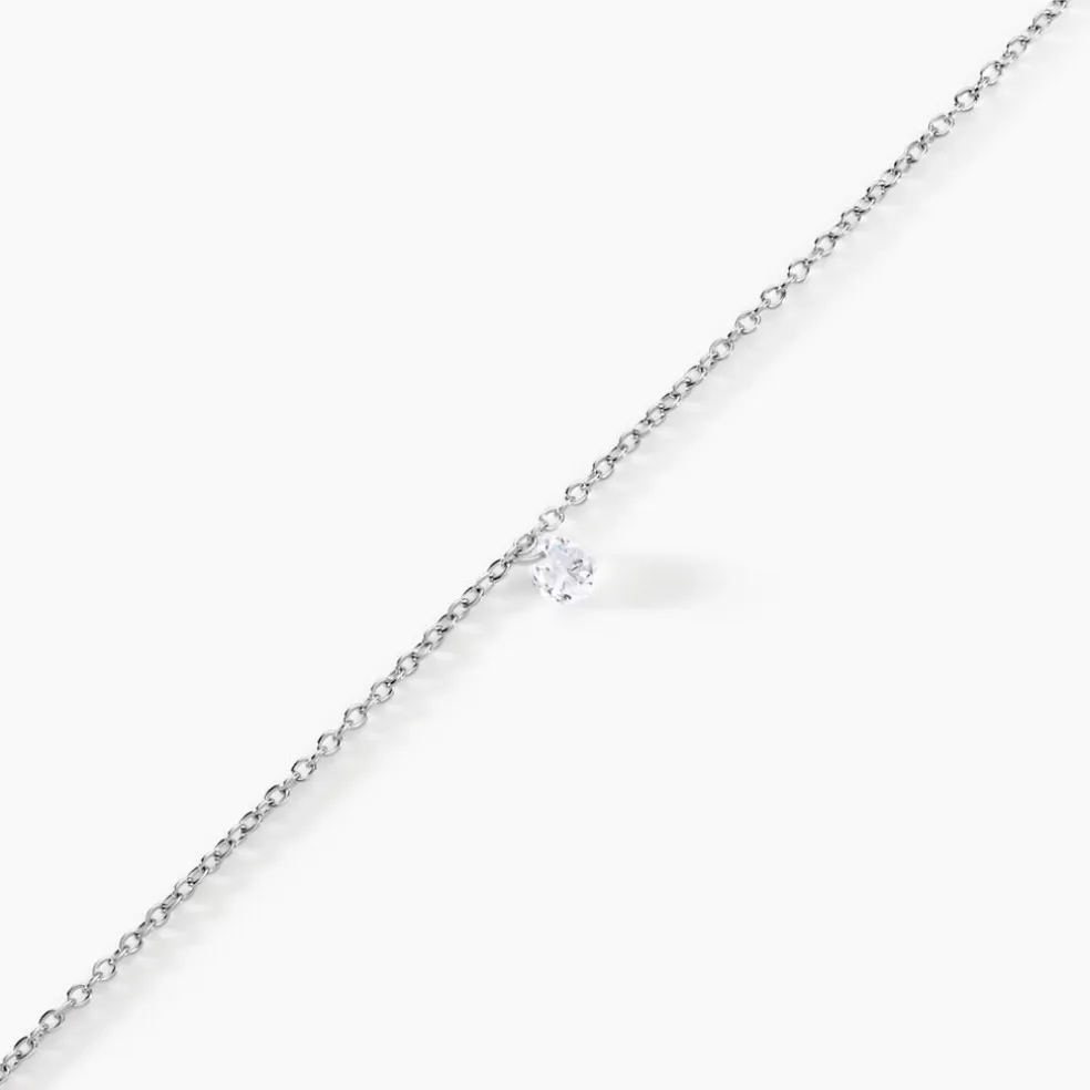 Bracelet Court Argent Blanc Constantin Oxyde De Zirconium