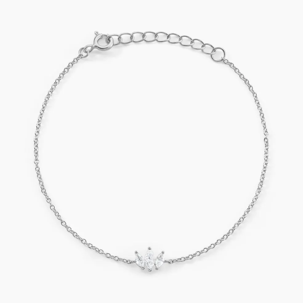 Bracelet Duchesse Argent Blanc Oxyde De Zirconium