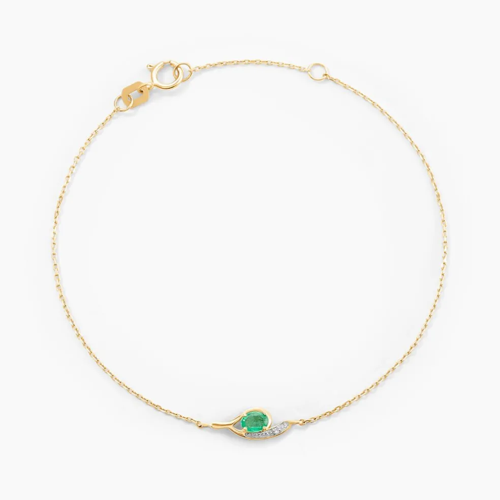 Bracelet Emotion Or Jaune Emeraude Diamant