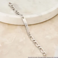 Bracelet Identité Adoline Acier Blanc Diamant