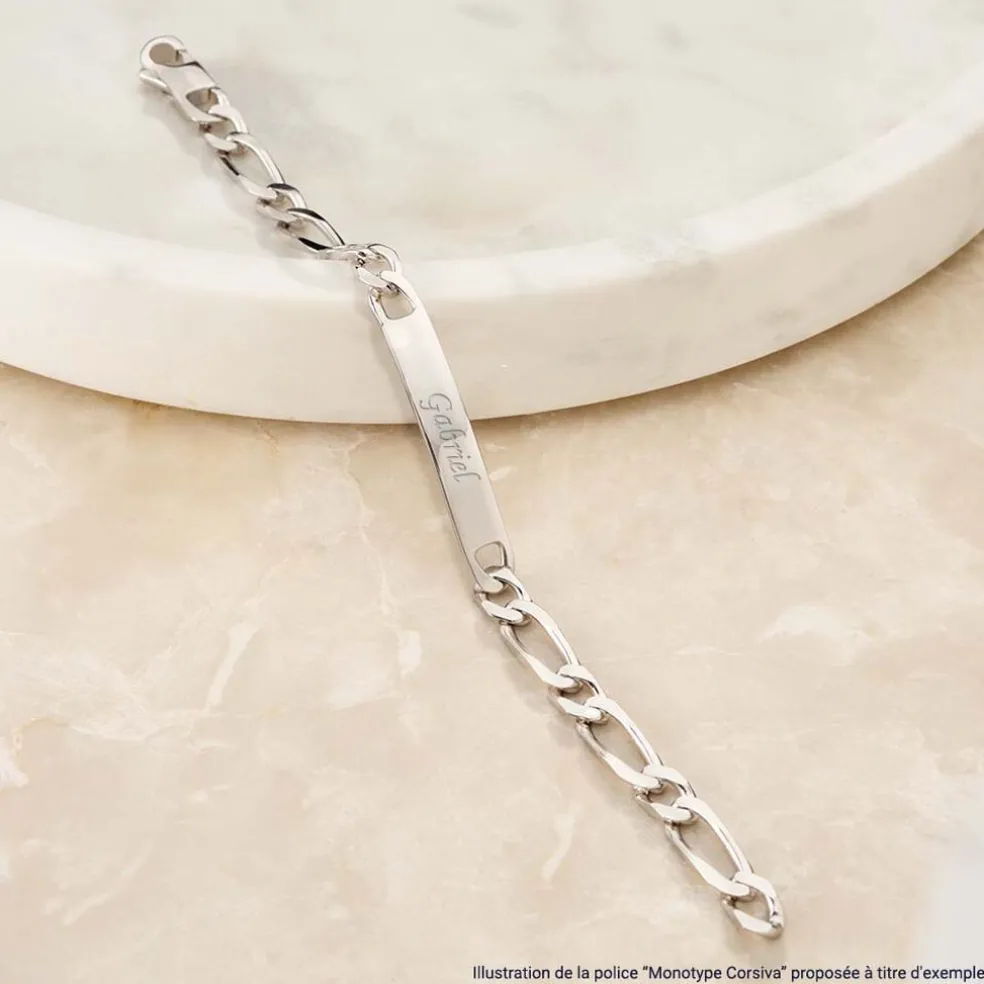 Bracelet Identité Adoline Acier Blanc Diamant