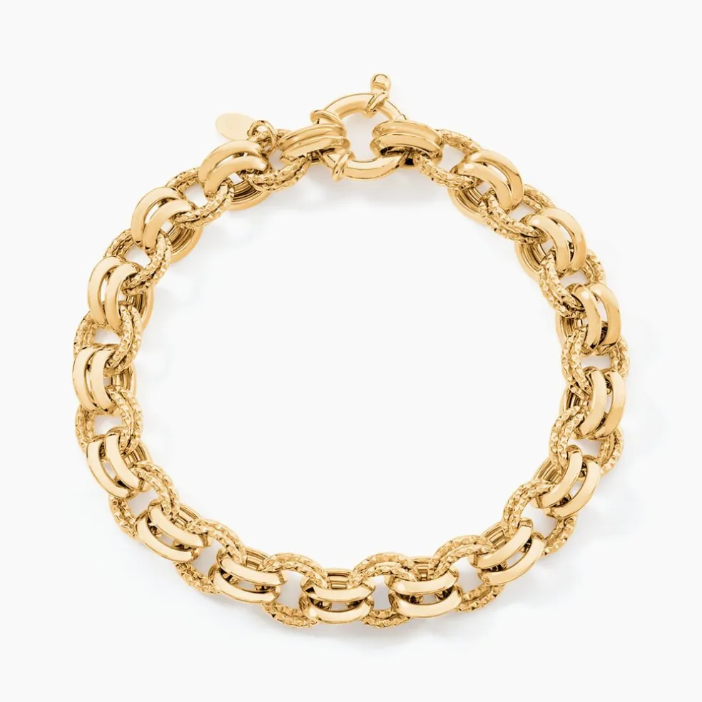 Bracelet Joice Maille Alternée Et Godronne Or Jaune