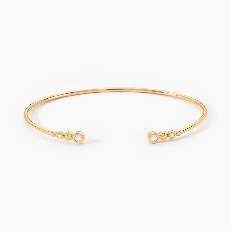 Bracelet Jonc Aura Plaque Or Jaune Oxyde De Zirconium