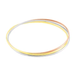 Bracelet Jonc Catalin 3 Fils Entrelaces Or Tricolore
