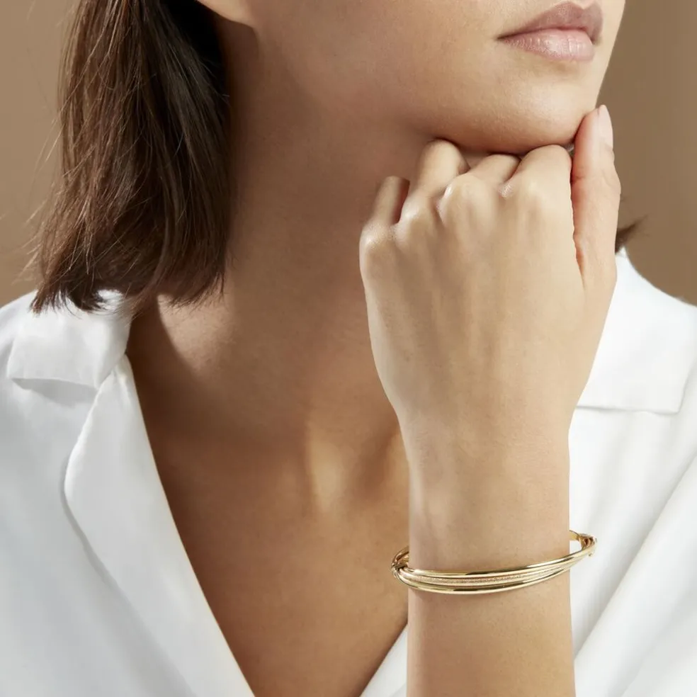 Bracelet Jonc Claudie 3 Fils Entrelaces Or Jaune