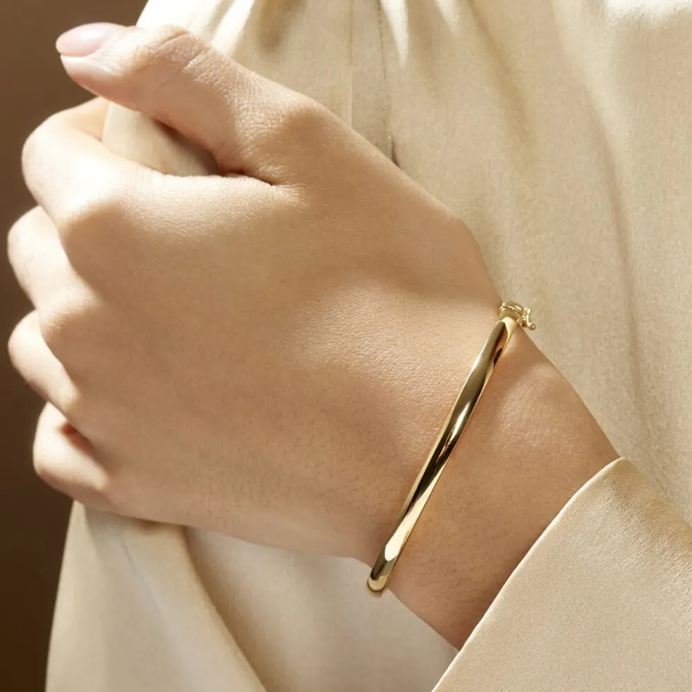 Bracelet Jonc Cynthia Fil Plat Lisse Or Jaune