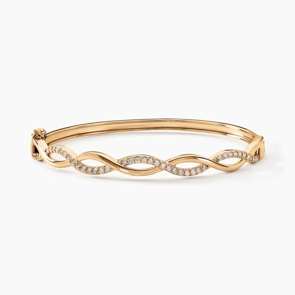 Bracelet Jonc Imae Plaqué Or Jaune Oxyde De Zirconium