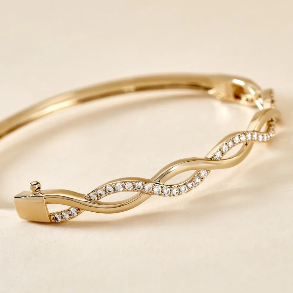 Bracelet Jonc Imae Plaqué Or Jaune Oxyde De Zirconium
