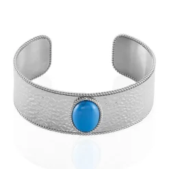 Bracelet Jonc Imagine Tiffany Acier Blanc Pierre De Synthese