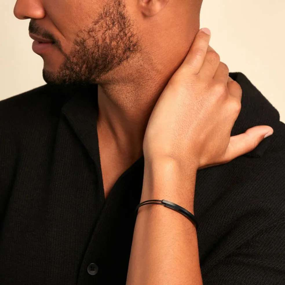 Bracelet Jonc Jakob Acier Noir Sans Pierre