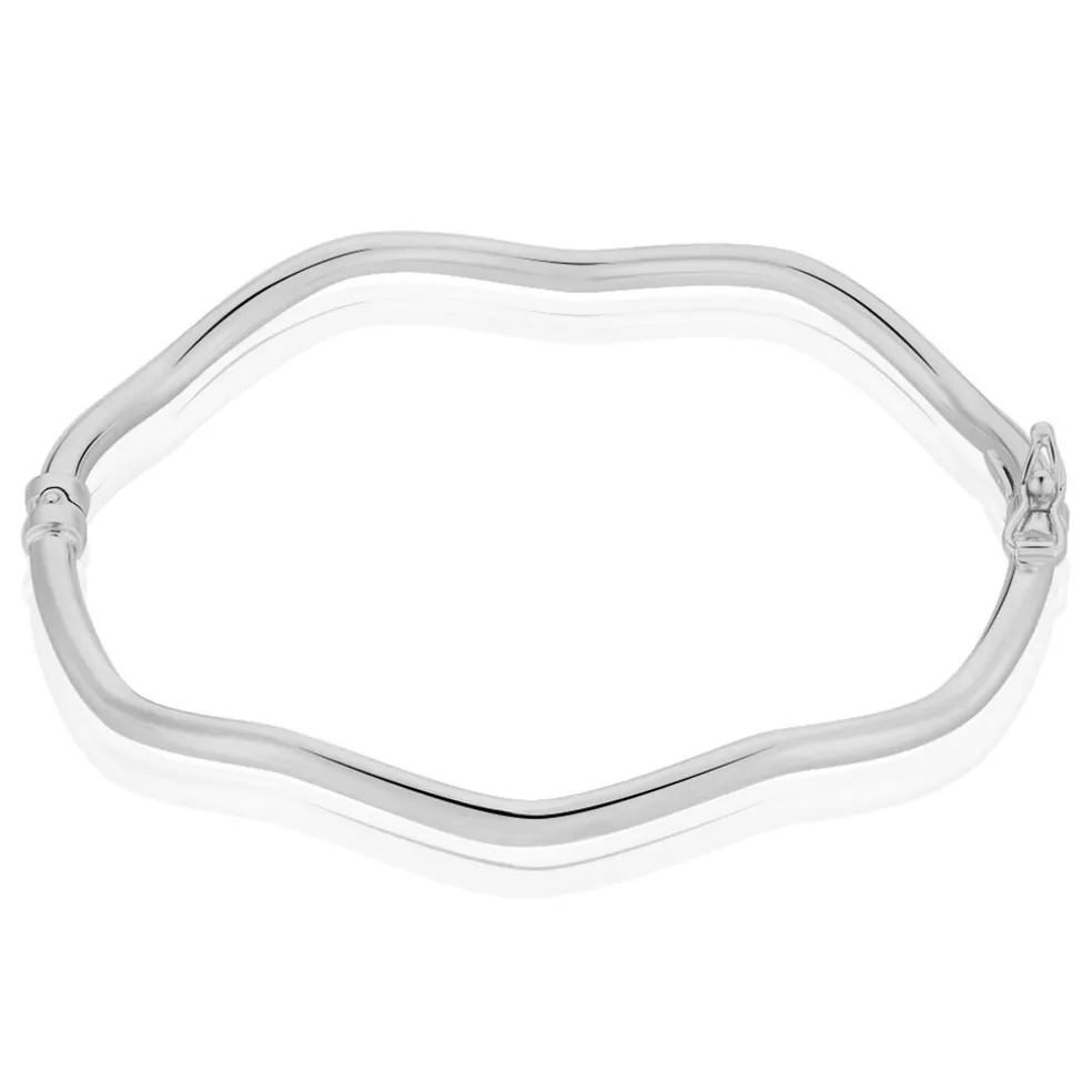 Bracelet Jonc Jennie Ondule Or Blanc