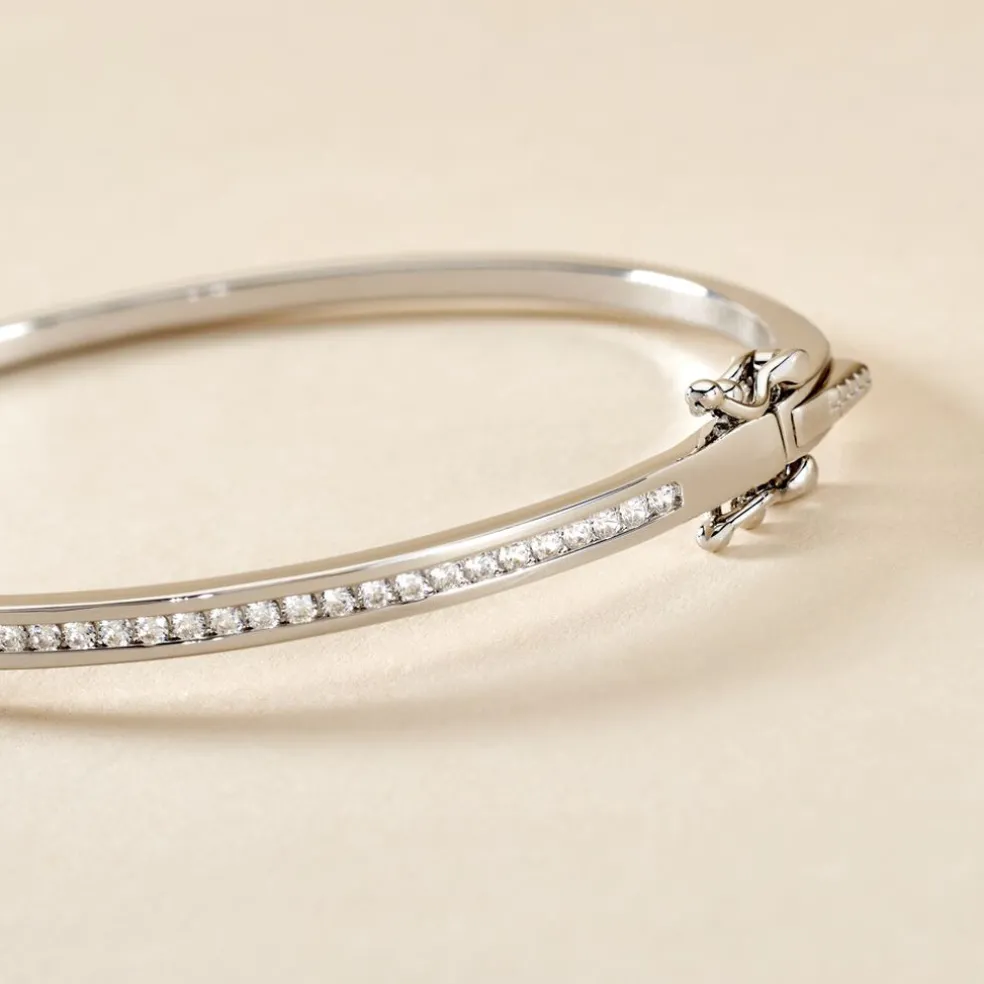 Bracelet Jonc Laurianne Argent Blanc Oxyde De Zirconium