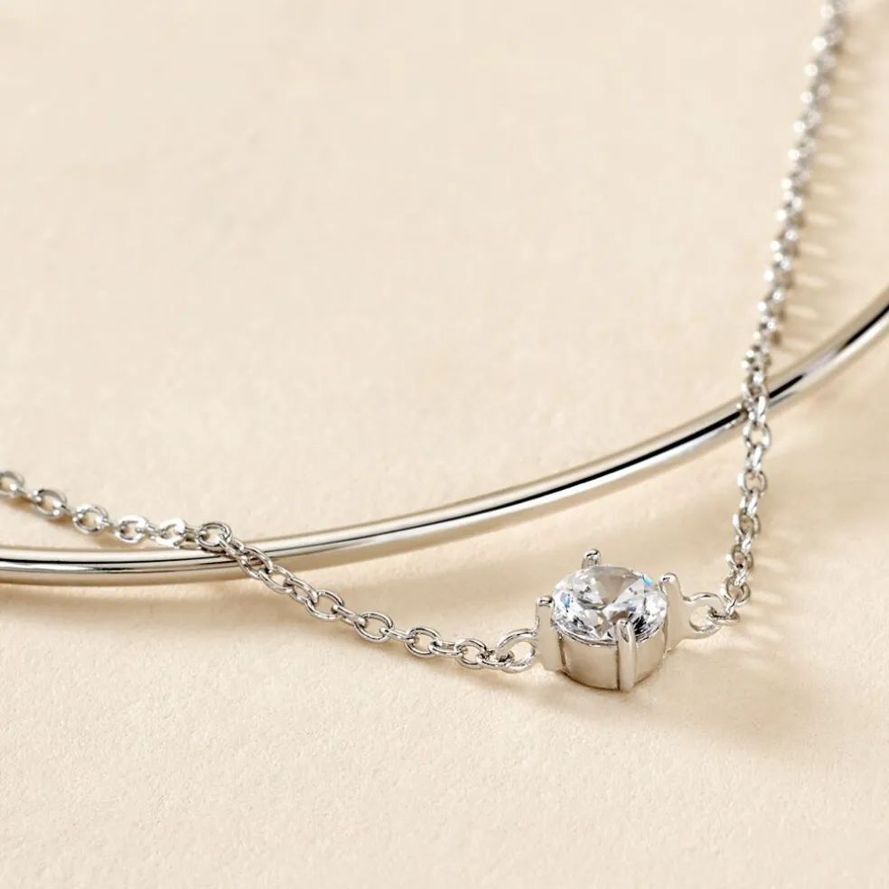 Bracelet Jonc Ruth Argent Blanc Oxyde De Zirconium