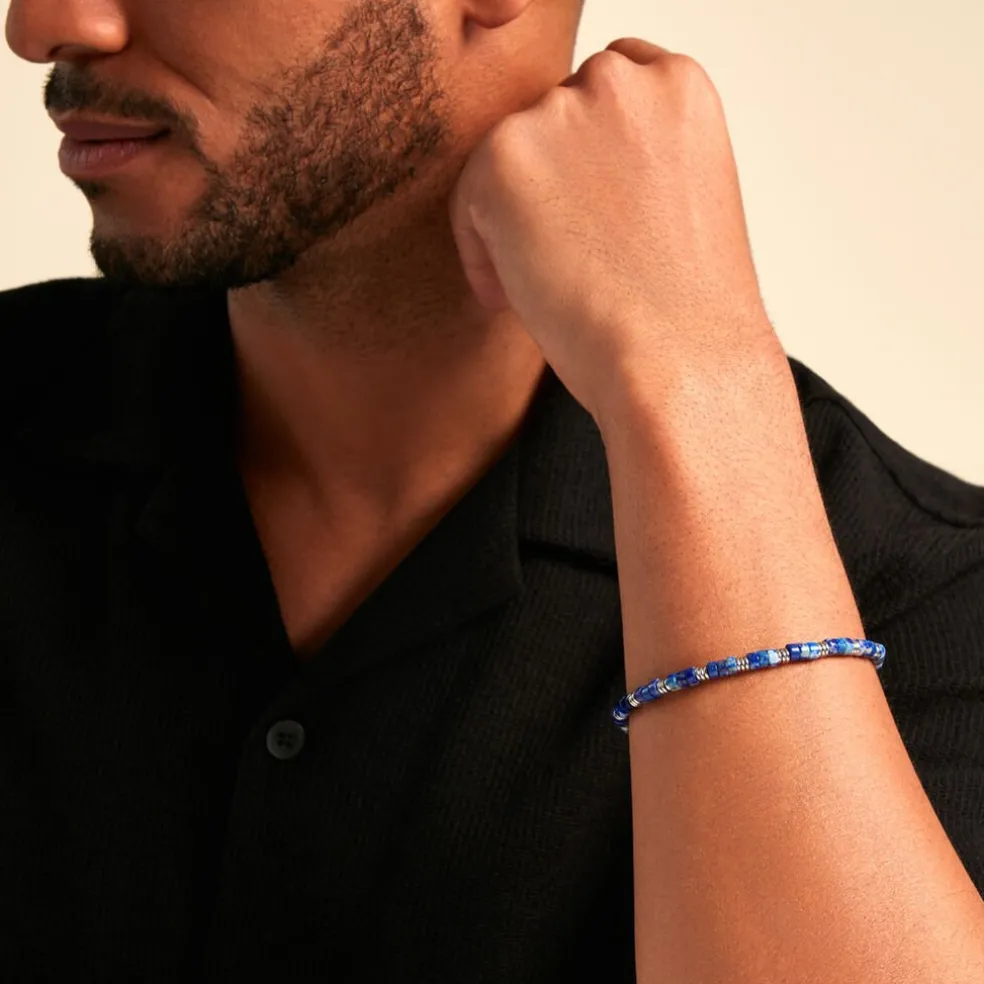 Bracelet Jourdan Arttu Acier Argenté Lapis Lazuli