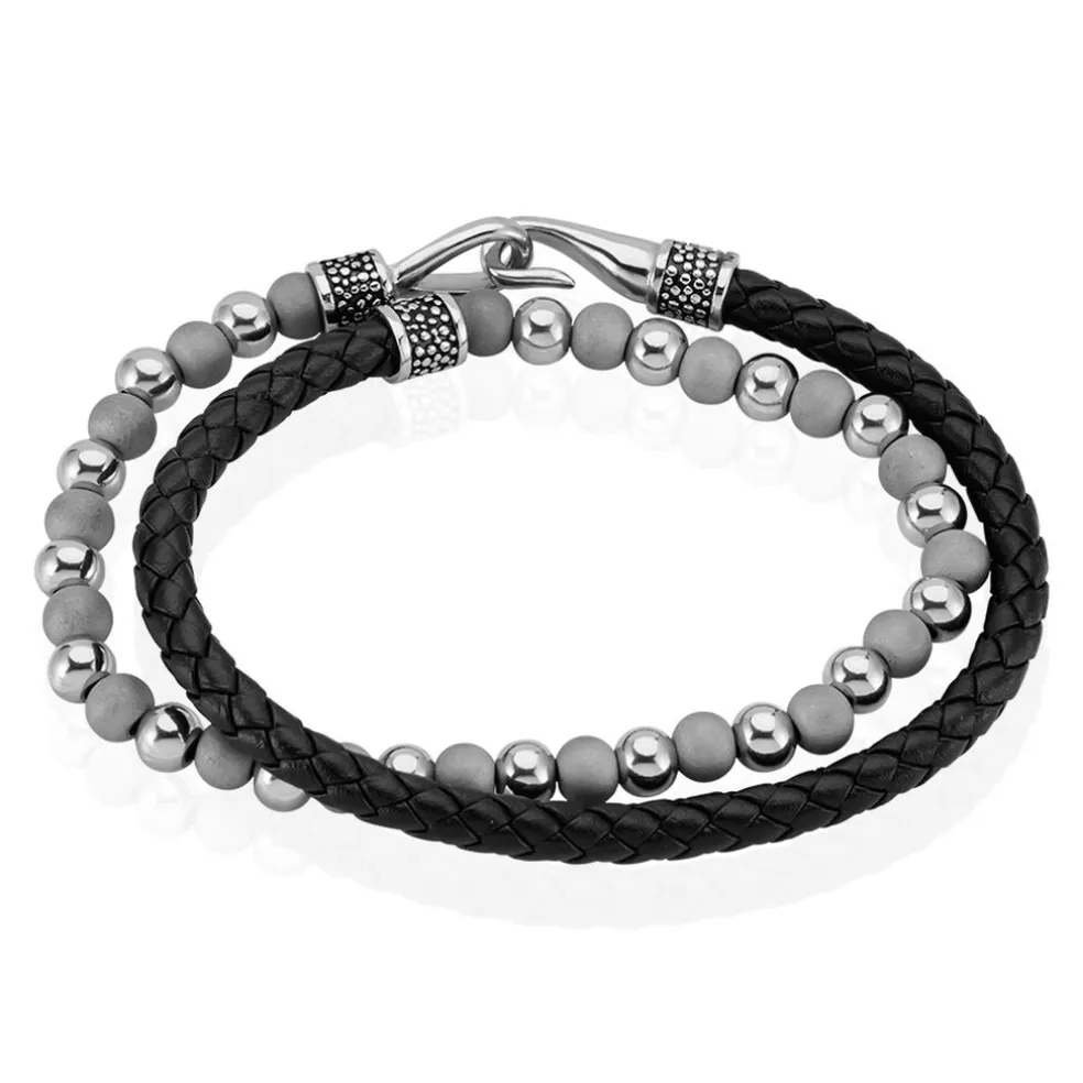 Bracelet Jourdan Pheonix Cuir Noir