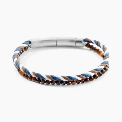 Bracelet Jourdan Renatus Acier Argenté Oeil De Tigre
