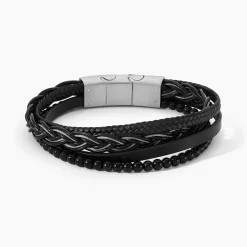 Bracelet Jourdan Tex Cuir Noir Onyx