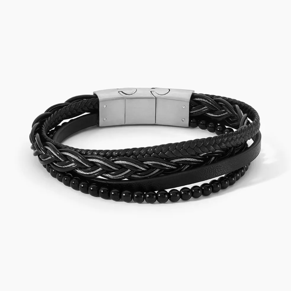 Bracelet Jourdan Tex Cuir Noir Onyx