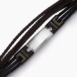 Bracelet Jourdan Thasos Cuir Noir Et Marron