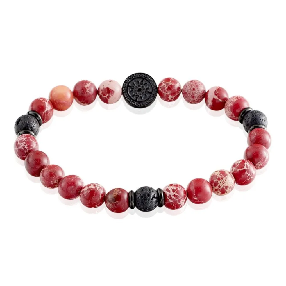 Bracelet Jourdan Yasur Acier Noir Oeil De Tigre Pierre De Lave