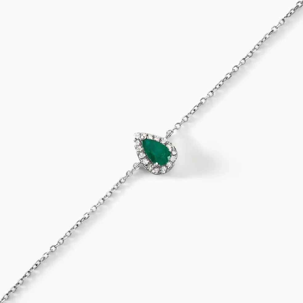 Bracelet Juliettina Or Blanc Emeraude Et Diamant