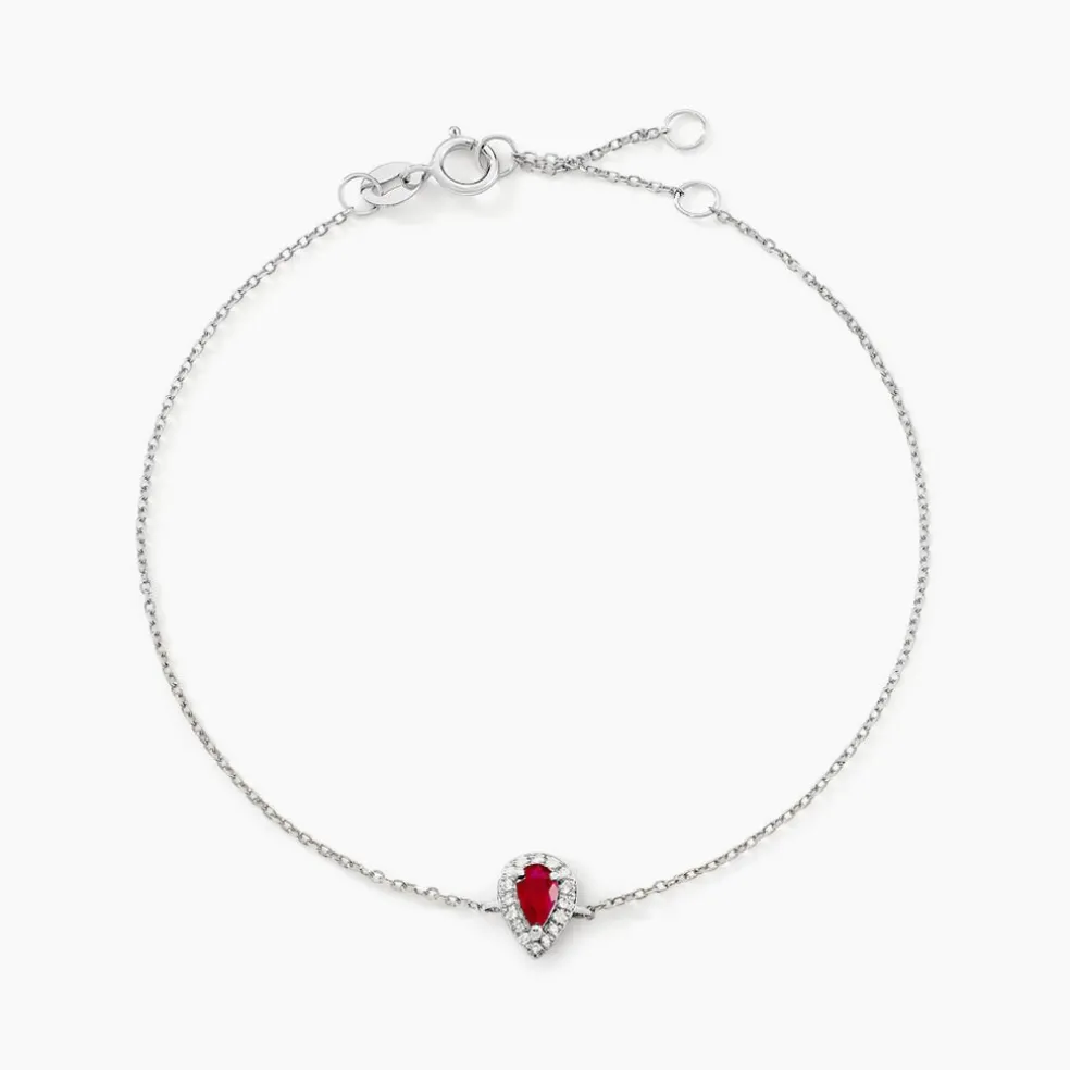 Bracelet Juliettina Or Blanc Rubis Et Diamant
