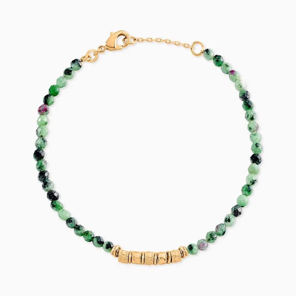 Bracelet Manua Plaqué Or Jaune Pierre D'imitation