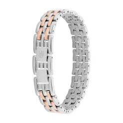 Bracelet Mareva Maille Grain De Riz Acier Bicolore