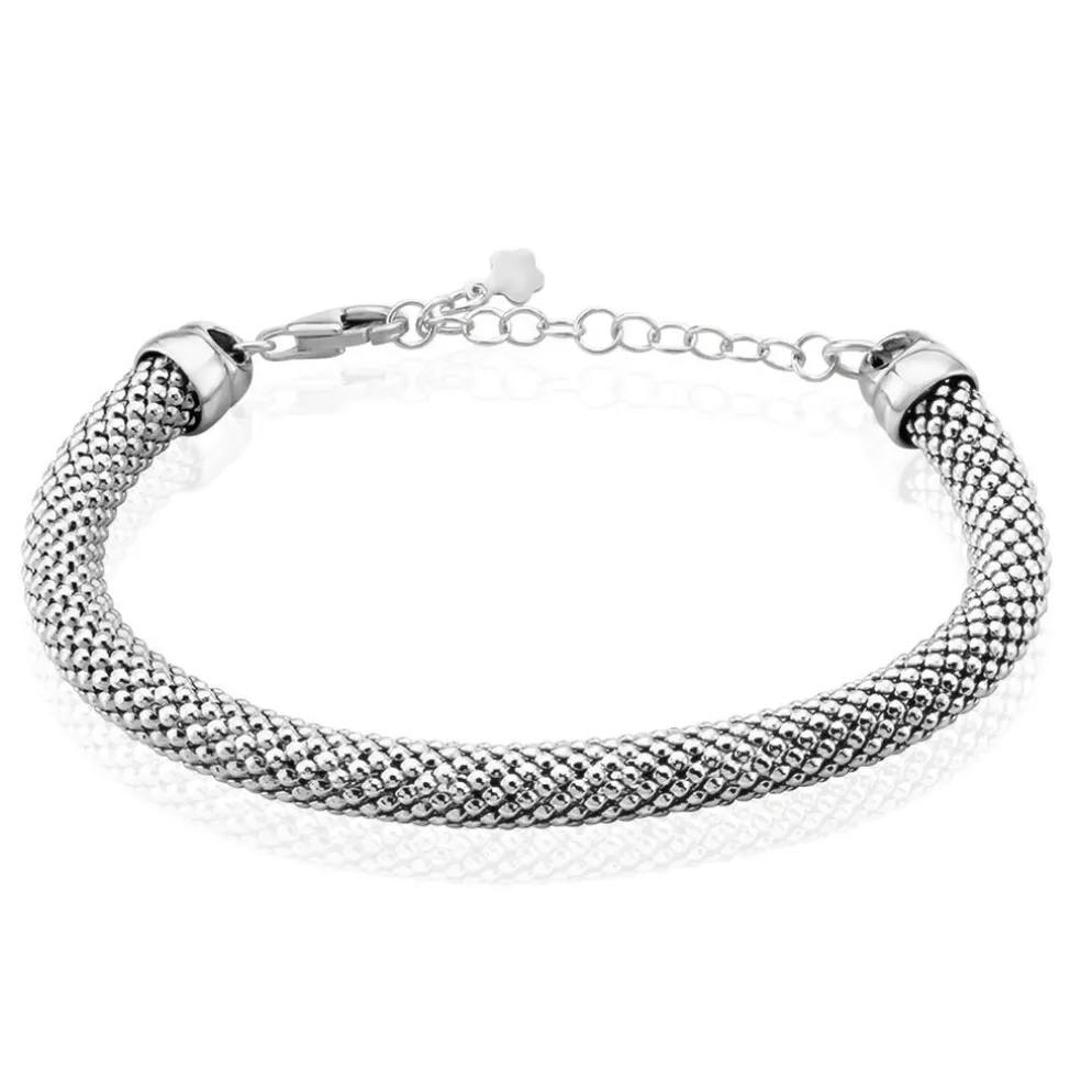 Bracelet Nahila Maille Popcorn Argent Blanc