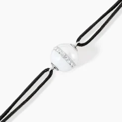 Bracelet Nina Cera Argent Blanc Céramique Et Strass