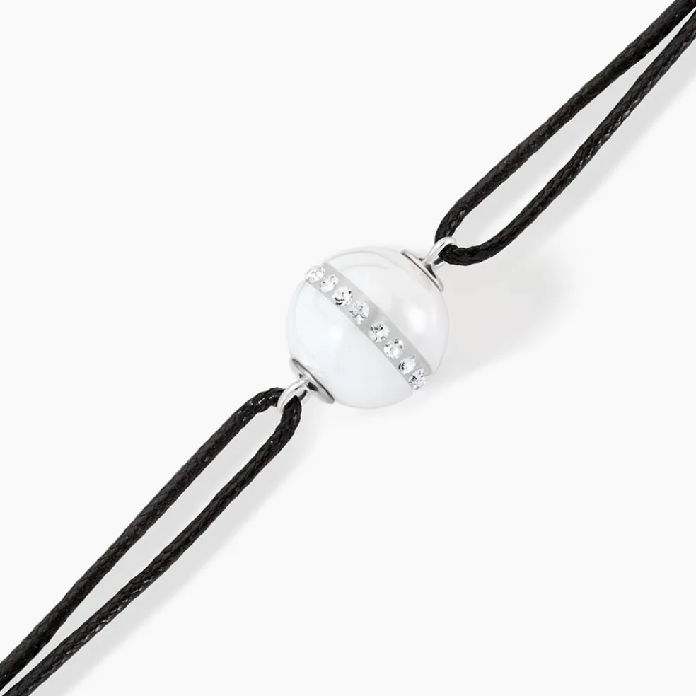 Bracelet Nina Cera Argent Blanc Céramique Et Strass