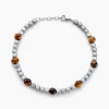 Bracelet Ole Acier Blanc Oeil De Tigre Hématite