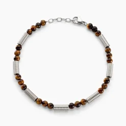 Bracelet Olek Acier Blanc Oeil De Tigre