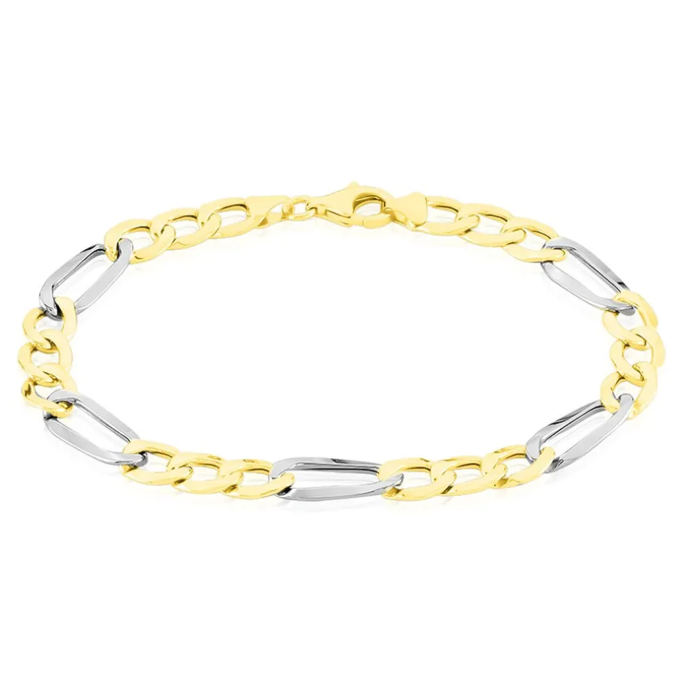 Bracelet Or Bicolore Maille Alternée