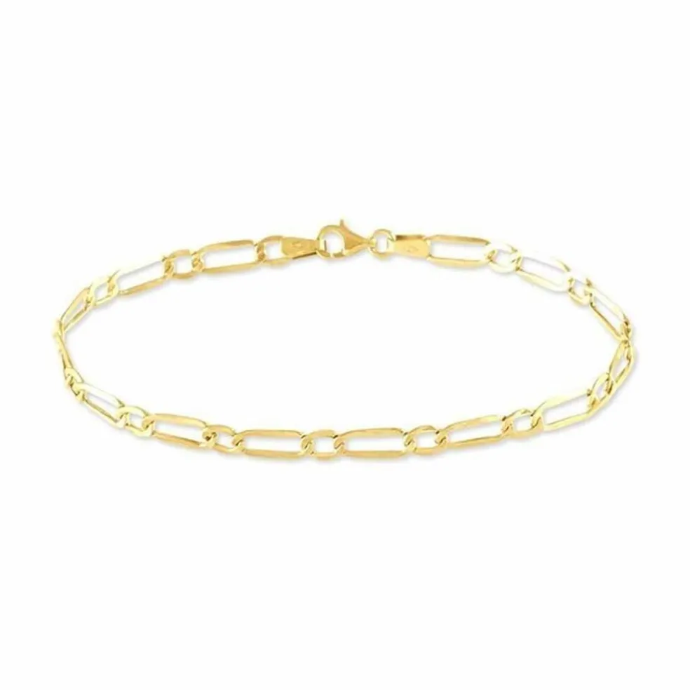 Bracelet Or Jaune Maille Alternée 1/3