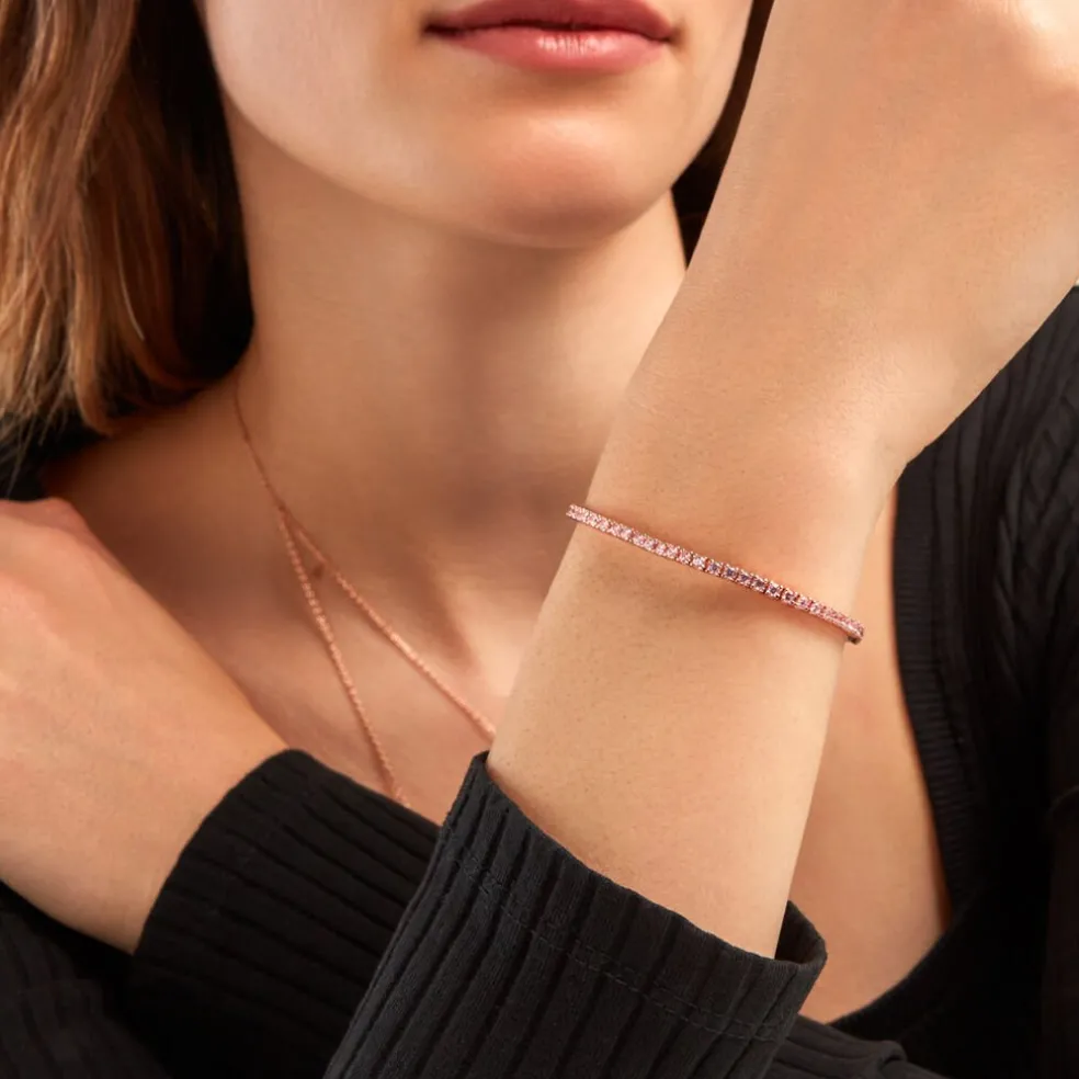 Bracelet Rio Tennis Argent Rose Oxyde De Zirconium