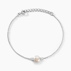 Bracelet Sari Argent Blanc Perle De Culture Et Oxyde De Zirconium