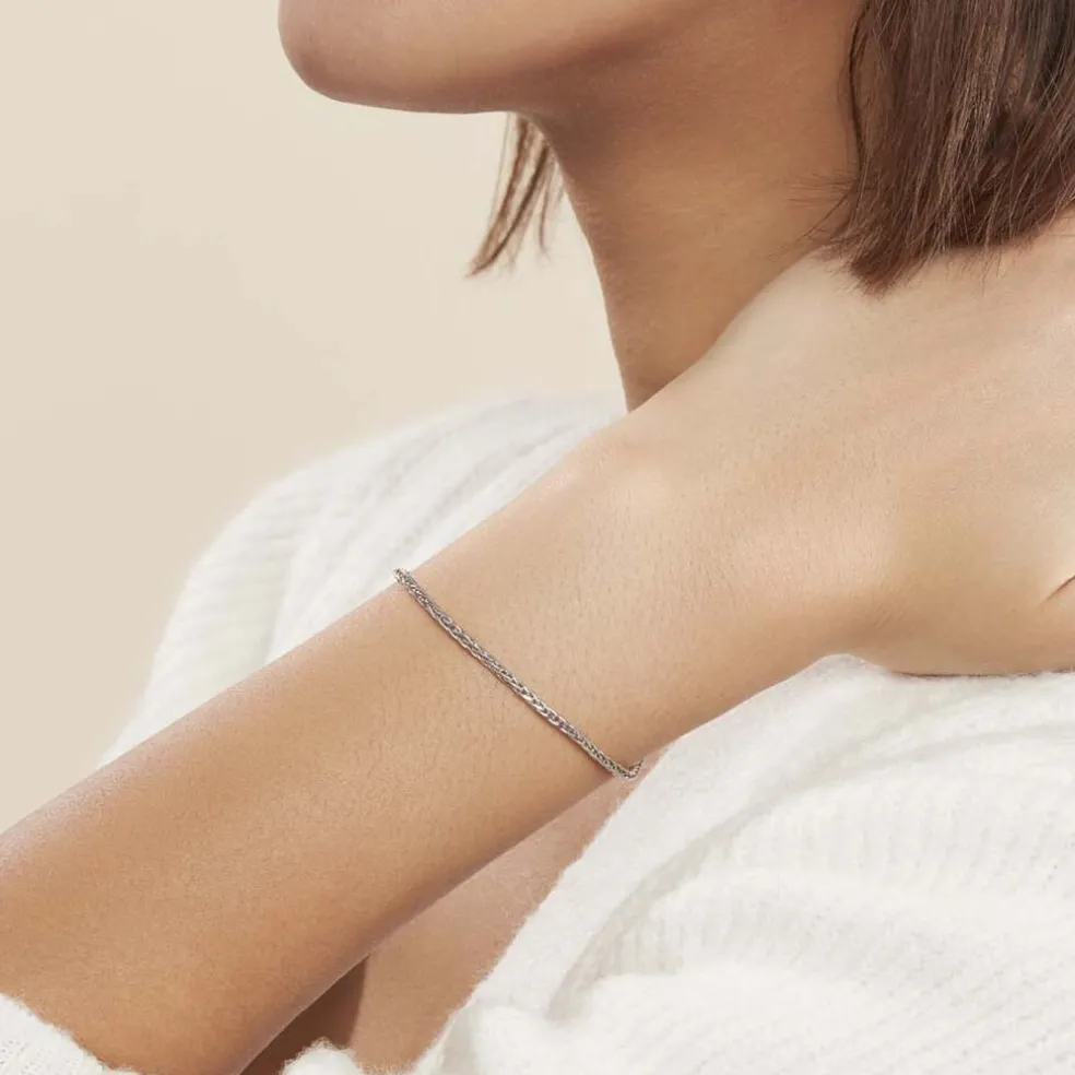 Bracelet Sherihane Maille Palmier Argent Blanc