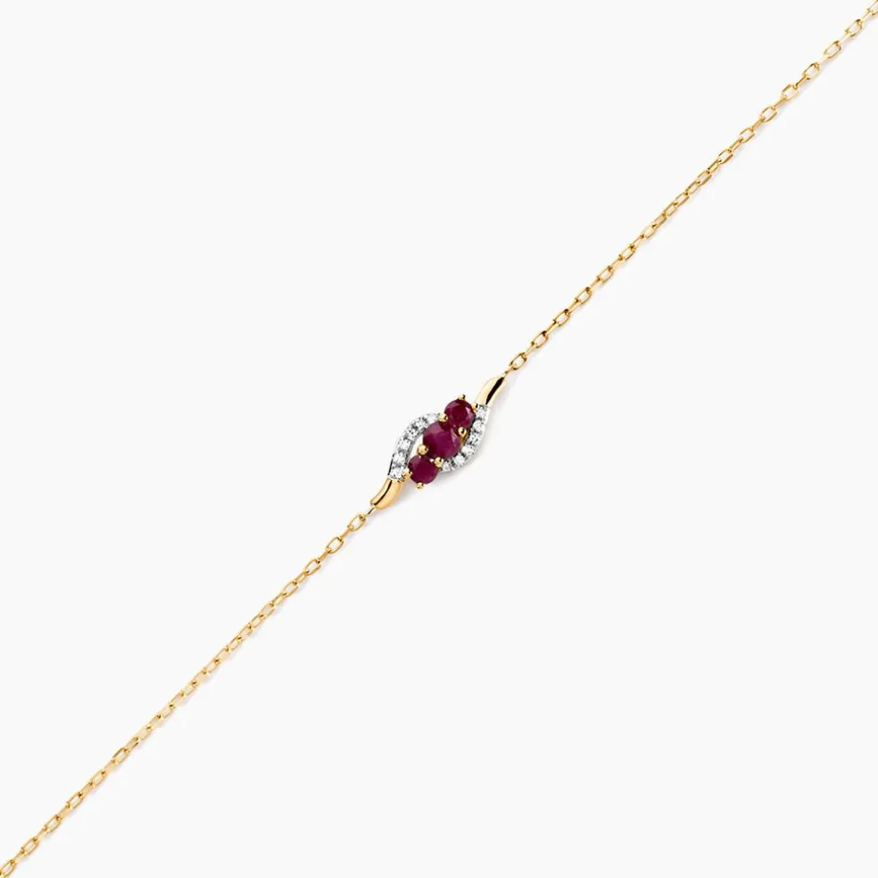 Bracelet Trinitie Or Jaune Rubis Diamant