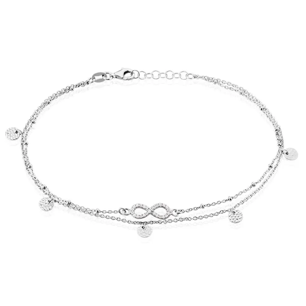 Chaîne De Cheville Argent Blanc Roschen Oxydes De Zirconium