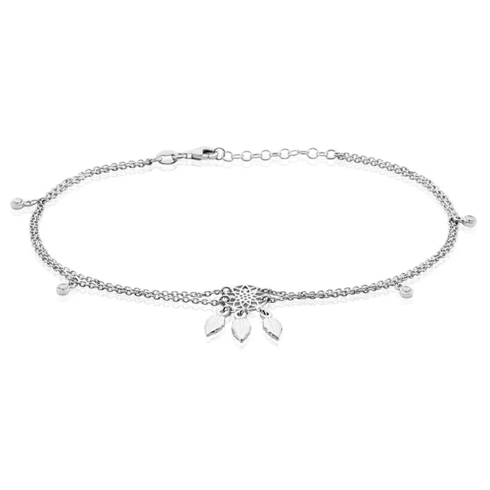 Chaîne De Cheville Argent Blanc Tangui Oxydes De Zirconium