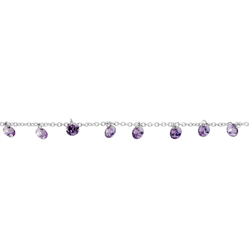 Chaîne De Cheville Carolaine Argent Blanc Oxyde De Zirconium