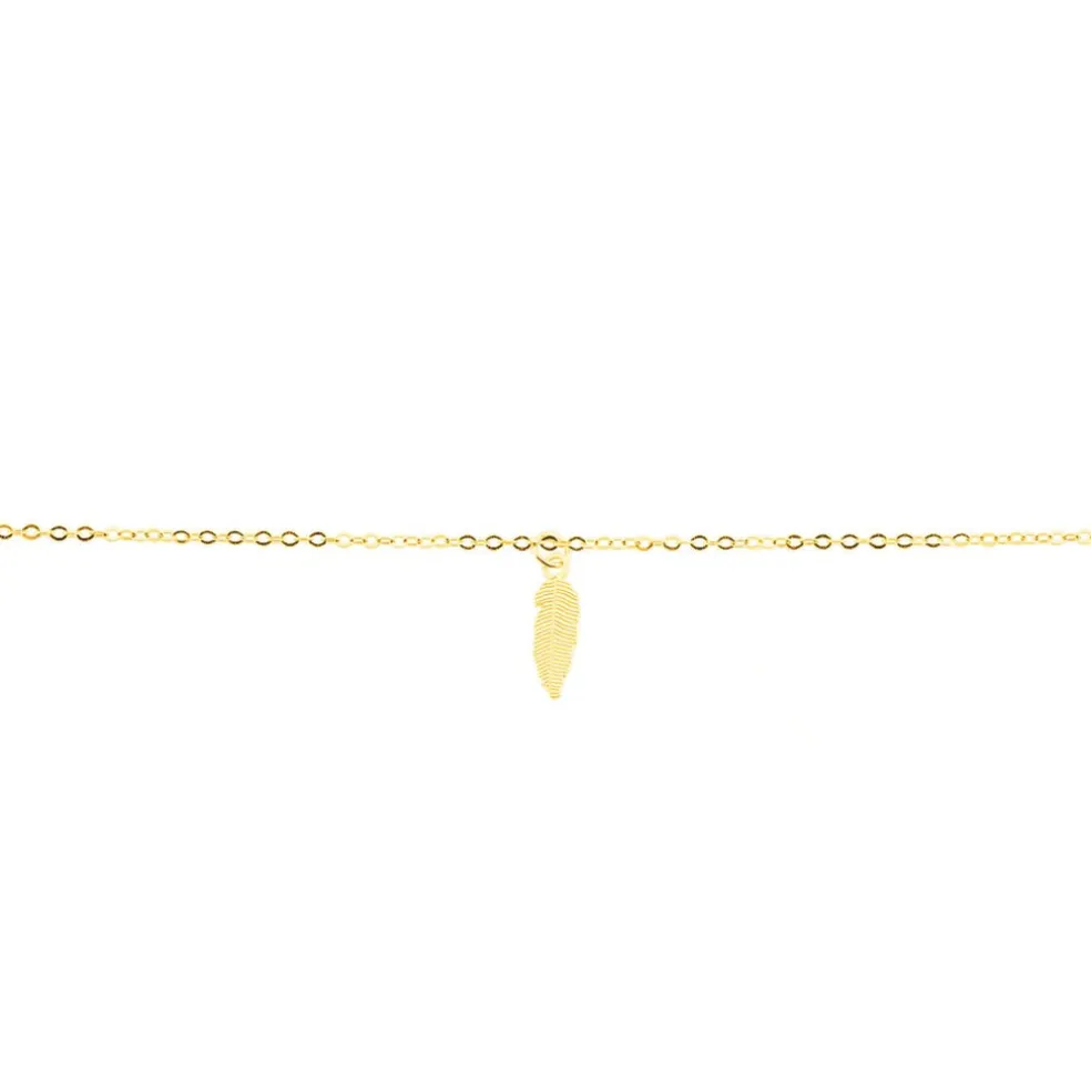 Chaîne De Cheville Plume Or Jaune