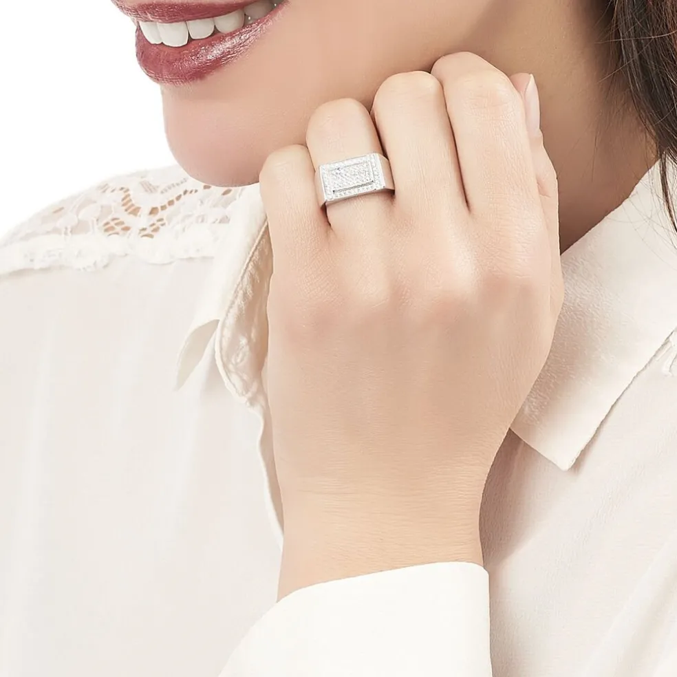 Chevalière Owena Argent Blanc Oxyde De Zirconium