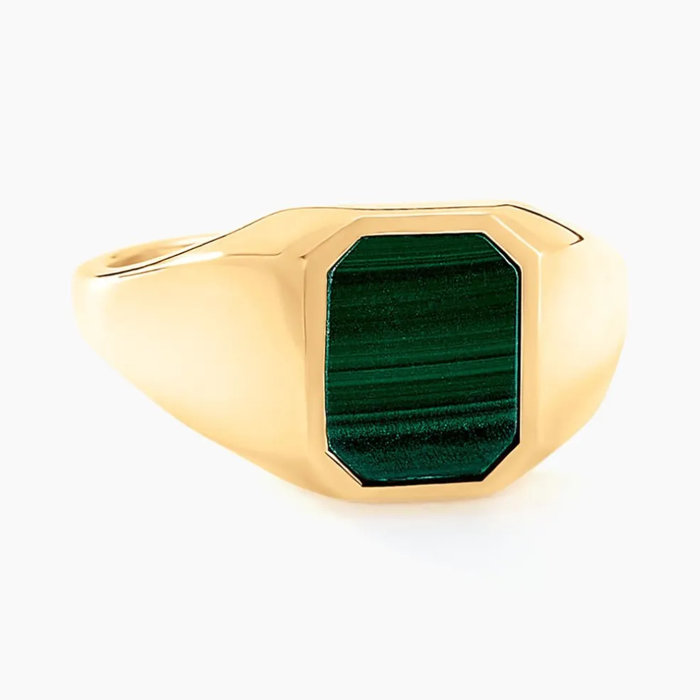Chevalière Tertiussa Or Jaune Malachite