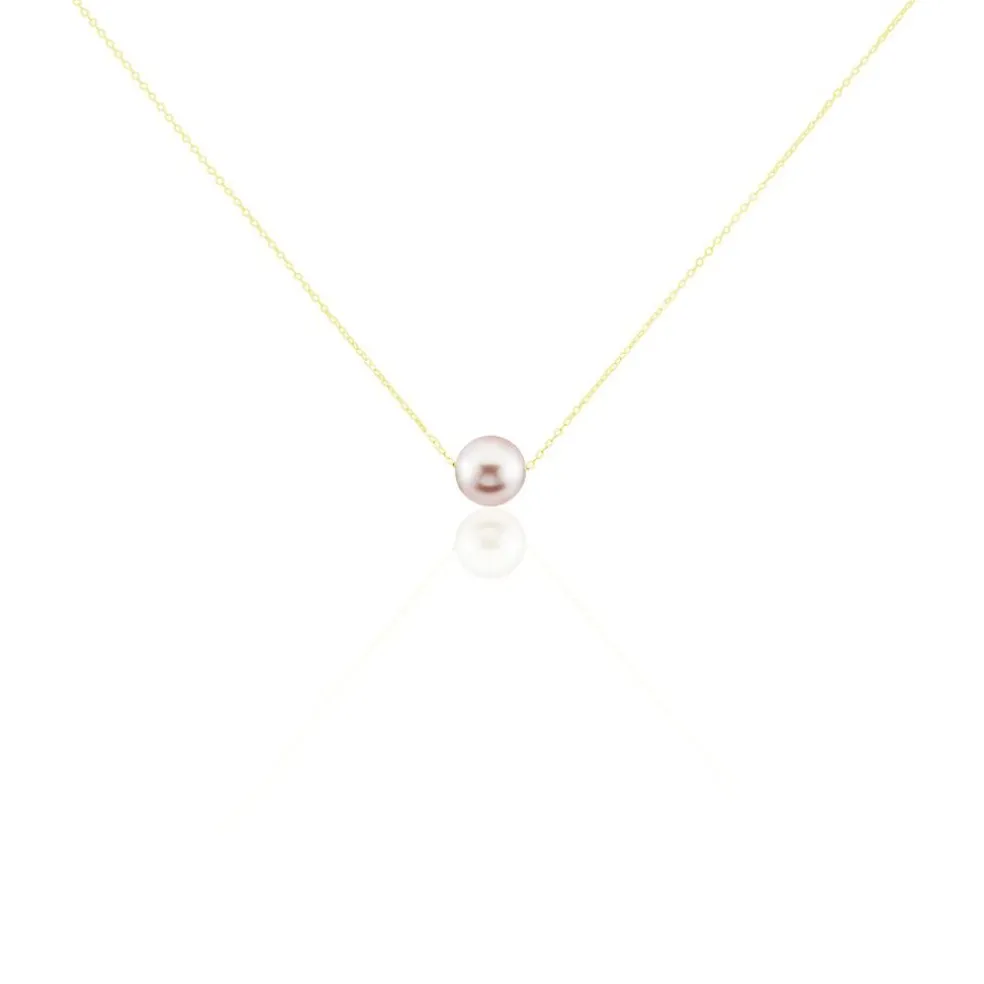 Collier 1 Perle Or Jaune Perle De Culture