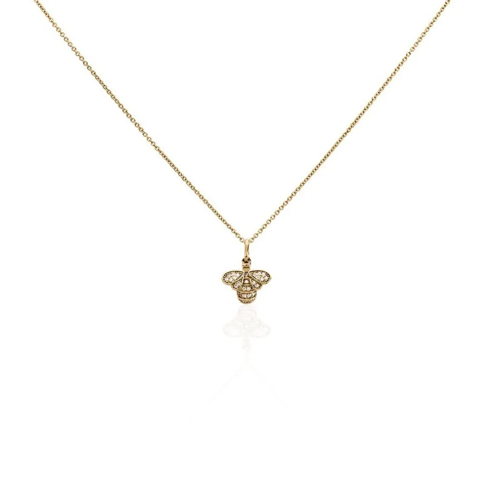 Collier Abelha Plaqué Or Jaune Oxyde De Zirconium
